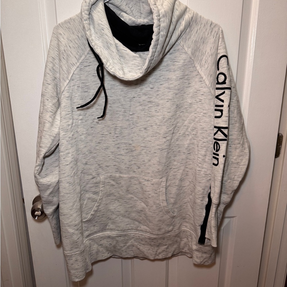 Calvin Klein Performance Cowl Neck Hoodie 1X Heather Gray Pullover